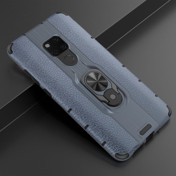 Litchi Texture PC + TPU Combination Case with Magnetic Ring Holder For Huawei Mate 20