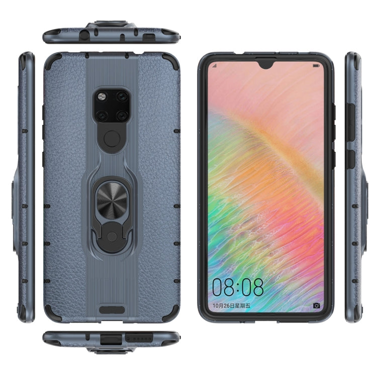 Litchi Texture PC + TPU Combination Case with Magnetic Ring Holder For Huawei Mate 20