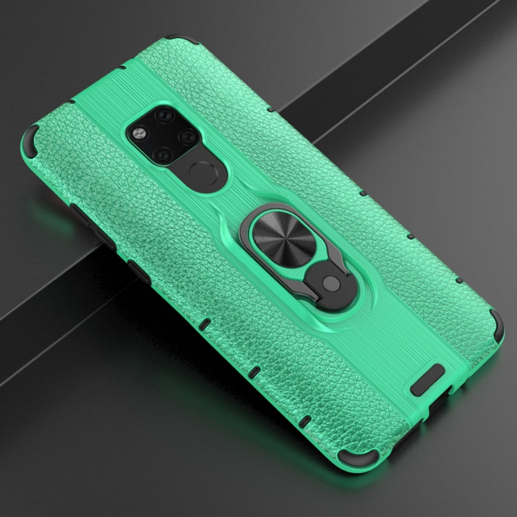 Litchi Texture PC + TPU Combination Case with Magnetic Ring Holder For Huawei Mate 20