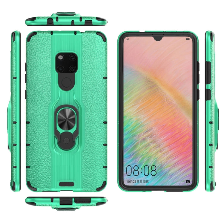 Litchi Texture PC + TPU Combination Case with Magnetic Ring Holder For Huawei Mate 20