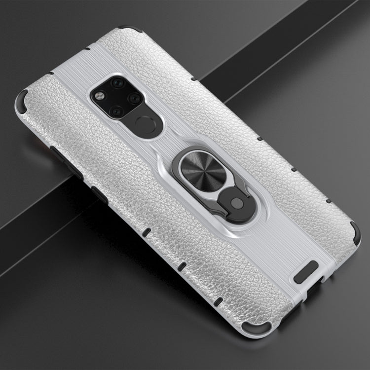 Litchi Texture PC + TPU Combination Case with Magnetic Ring Holder For Huawei Mate 20