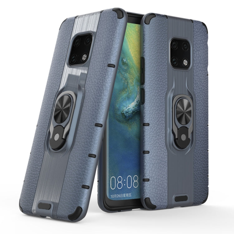 Litchi Texture PC + TPU Combination Case with Magnetic Ring Holder For Huawei Mate 20 Pro