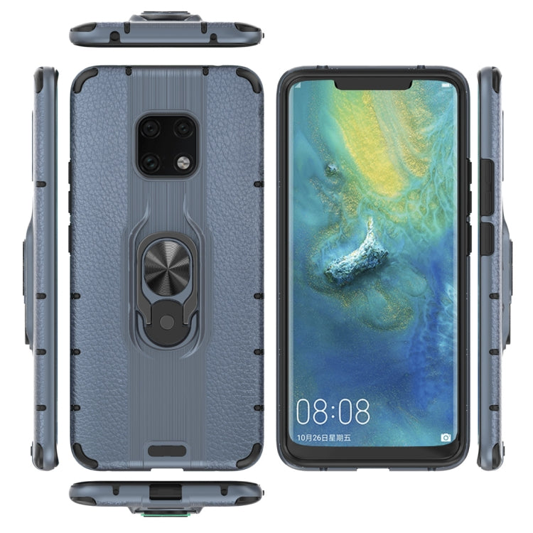 Litchi Texture PC + TPU Combination Case with Magnetic Ring Holder For Huawei Mate 20 Pro