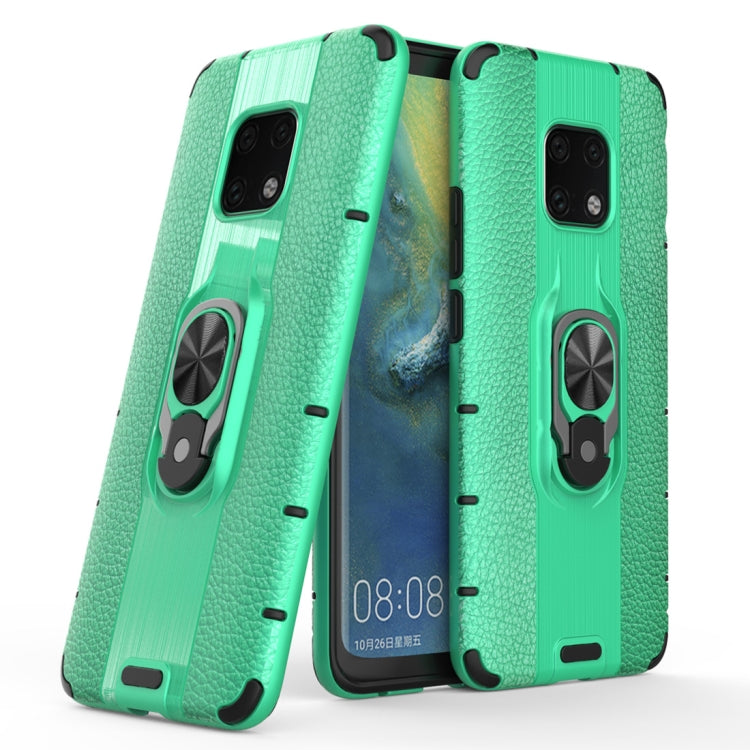 Litchi Texture PC + TPU Combination Case with Magnetic Ring Holder For Huawei Mate 20 Pro