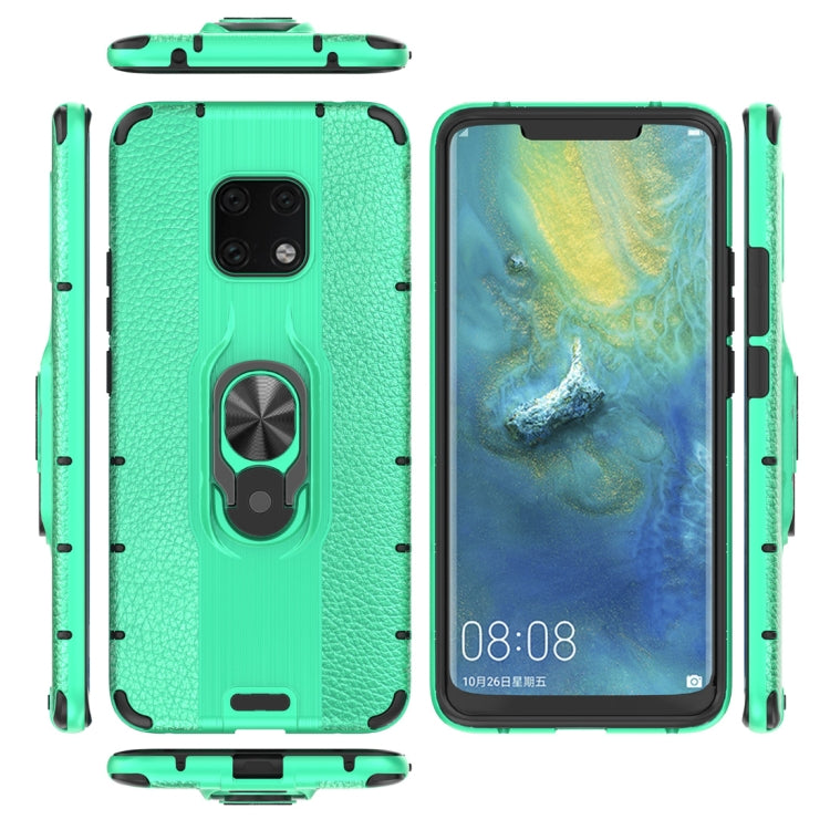 Litchi Texture PC + TPU Combination Case with Magnetic Ring Holder For Huawei Mate 20 Pro