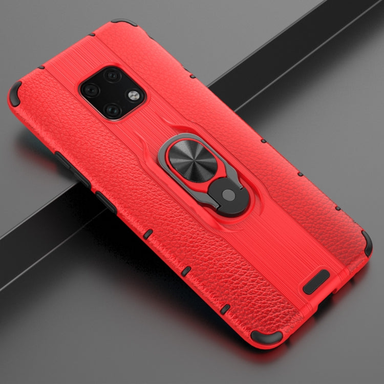 Litchi Texture PC + TPU Combination Case with Magnetic Ring Holder For Huawei Mate 20 Pro