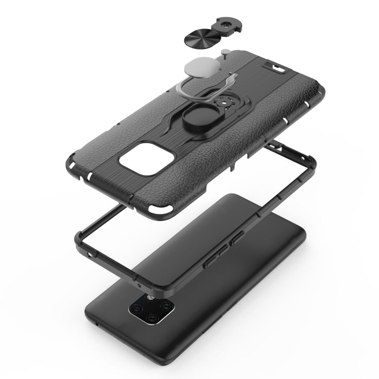 Litchi Texture PC + TPU Combination Case with Magnetic Ring Holder For Huawei Mate 20 Pro