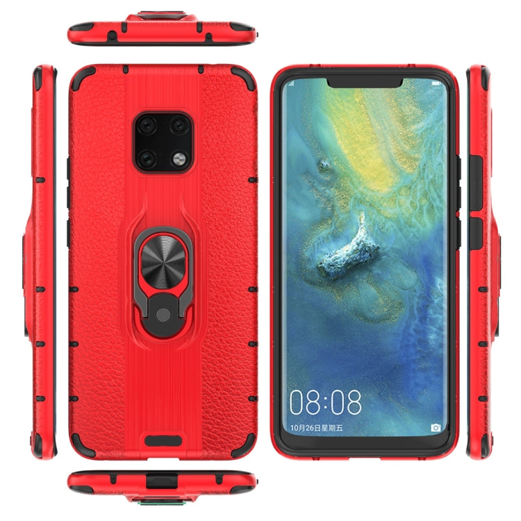 Litchi Texture PC + TPU Combination Case with Magnetic Ring Holder For Huawei Mate 20 Pro