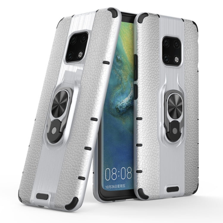 Litchi Texture PC + TPU Combination Case with Magnetic Ring Holder For Huawei Mate 20 Pro