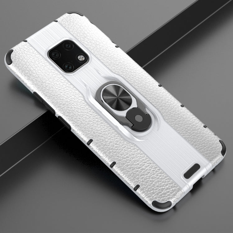Litchi Texture PC + TPU Combination Case with Magnetic Ring Holder For Huawei Mate 20 Pro