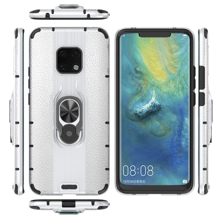 Litchi Texture PC + TPU Combination Case with Magnetic Ring Holder For Huawei Mate 20 Pro