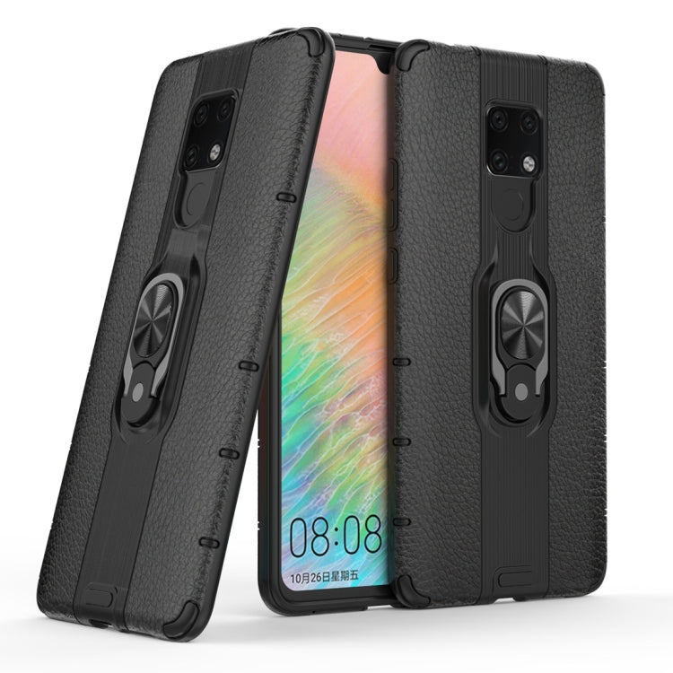 Litchi Texture PC + TPU Combination Case with Magnetic Ring Holder For Huawei Mate 20 X