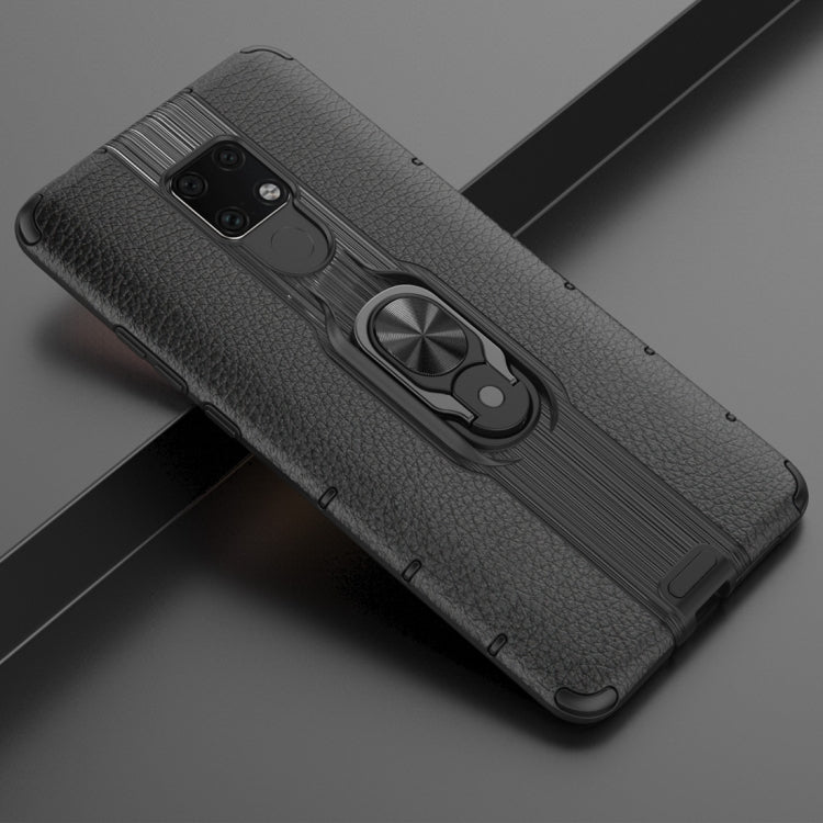 Litchi Texture PC + TPU Combination Case with Magnetic Ring Holder For Huawei Mate 20 X