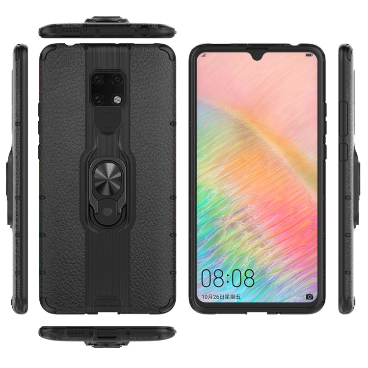 Litchi Texture PC + TPU Combination Case with Magnetic Ring Holder For Huawei Mate 20 X