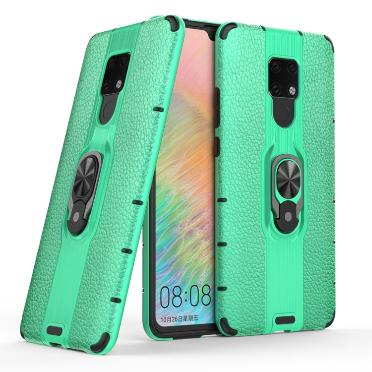 Litchi Texture PC + TPU Combination Case with Magnetic Ring Holder For Huawei Mate 20 X