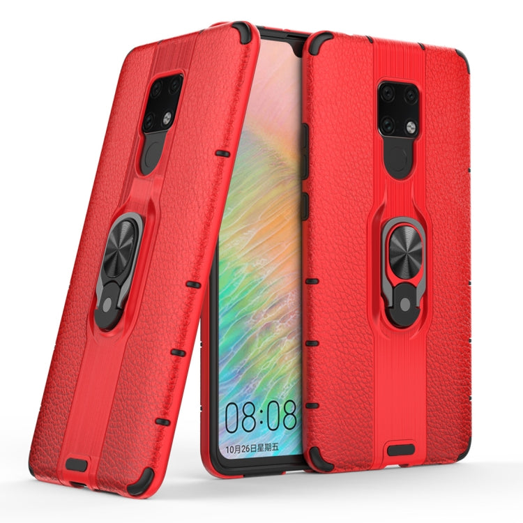 Litchi Texture PC + TPU Combination Case with Magnetic Ring Holder For Huawei Mate 20 X