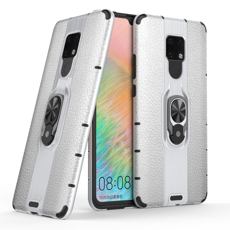 Litchi Texture PC + TPU Combination Case with Magnetic Ring Holder For Huawei Mate 20 X
