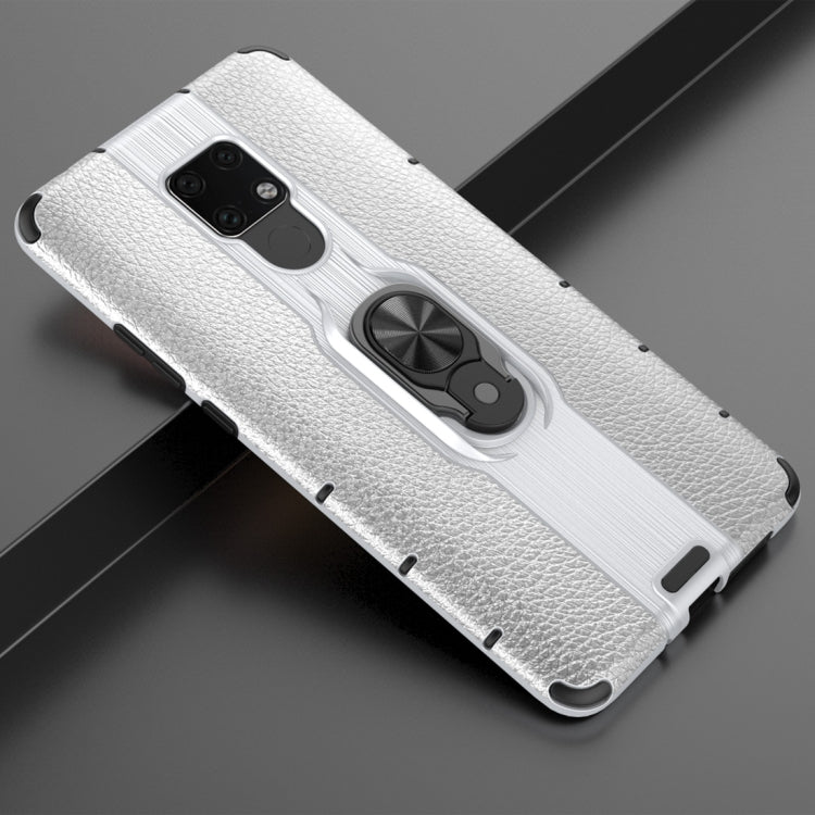 Litchi Texture PC + TPU Combination Case with Magnetic Ring Holder For Huawei Mate 20 X