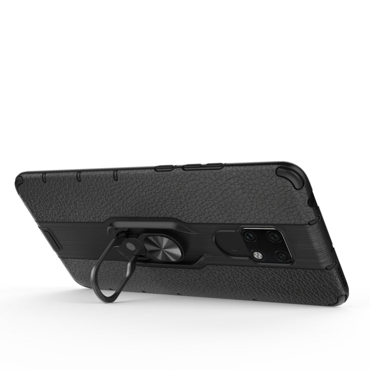 Litchi Texture PC + TPU Combination Case with Magnetic Ring Holder For Huawei Mate 20 X