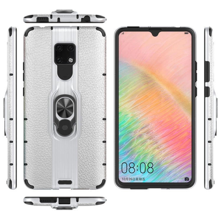 Litchi Texture PC + TPU Combination Case with Magnetic Ring Holder For Huawei Mate 20 X