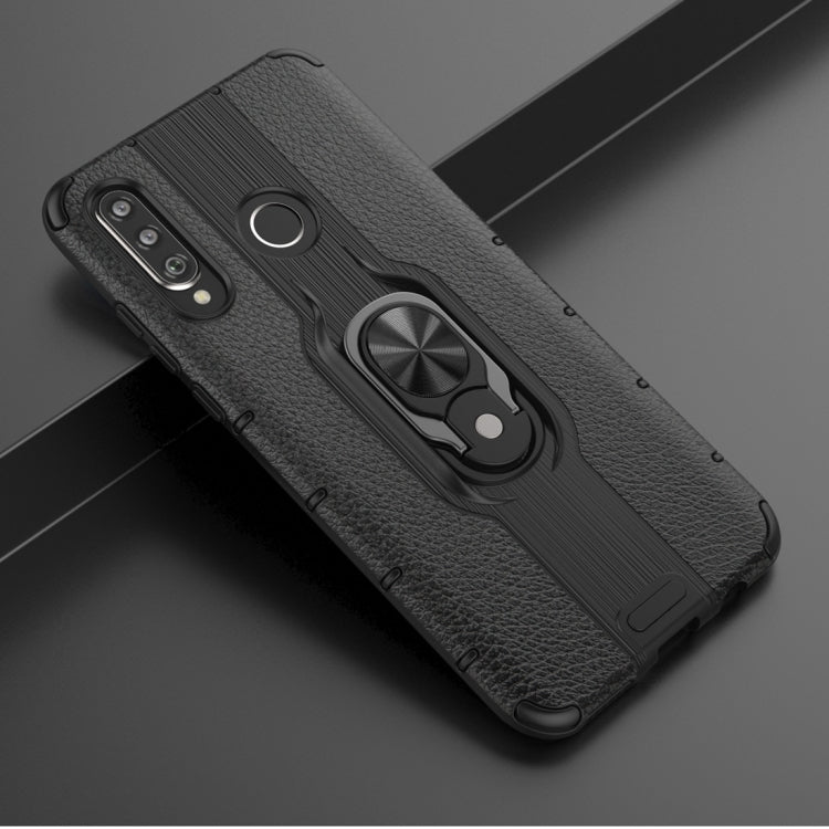 Litchi Texture PC + TPU Combination Case with Magnetic Ring Holder For Huawei P30 lite