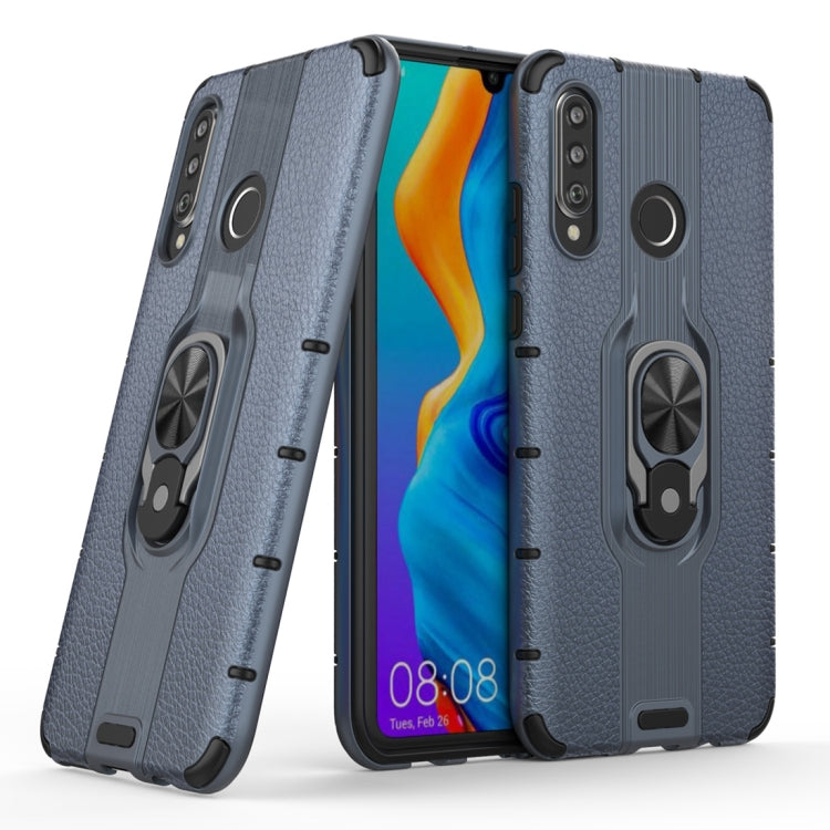 Litchi Texture PC + TPU Combination Case with Magnetic Ring Holder For Huawei P30 lite