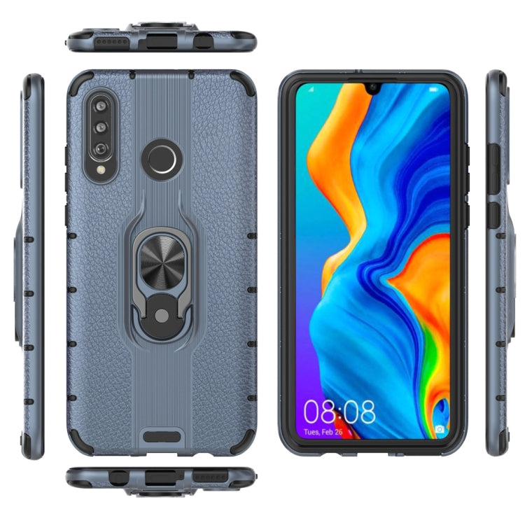Litchi Texture PC + TPU Combination Case with Magnetic Ring Holder For Huawei P30 lite