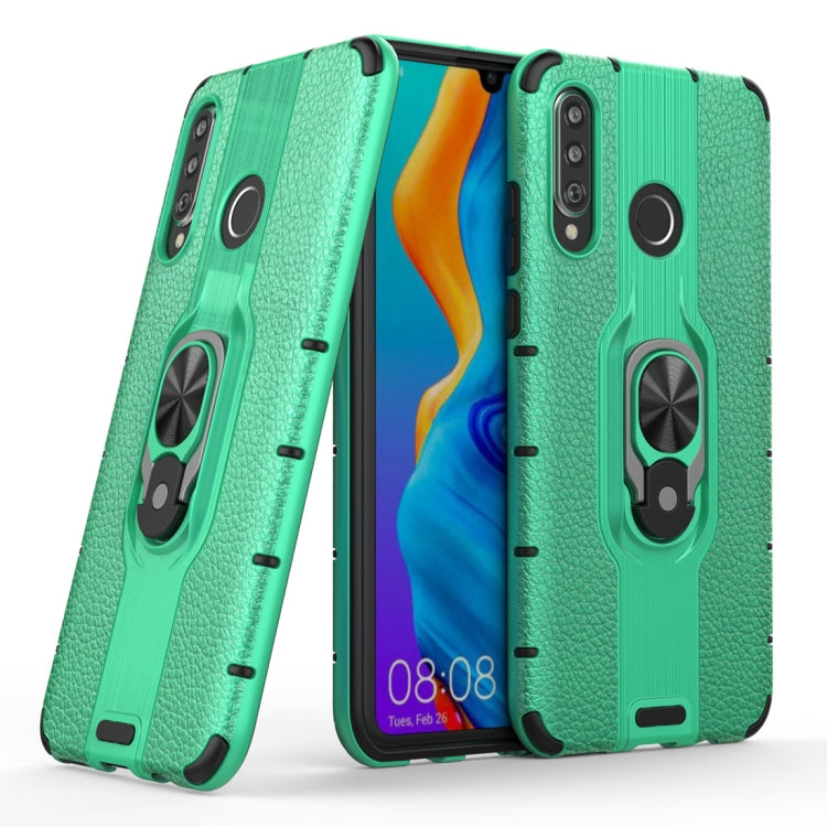 Litchi Texture PC + TPU Combination Case with Magnetic Ring Holder For Huawei P30 lite