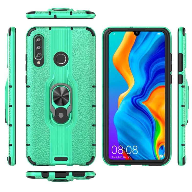 Litchi Texture PC + TPU Combination Case with Magnetic Ring Holder For Huawei P30 lite