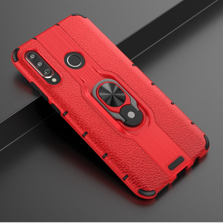 Litchi Texture PC + TPU Combination Case with Magnetic Ring Holder For Huawei P30 lite