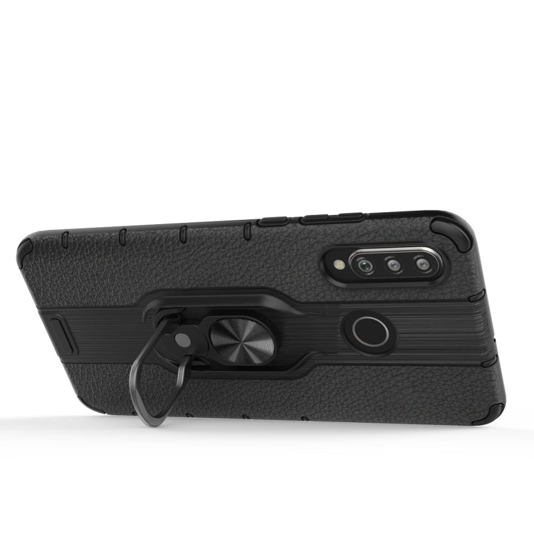 Litchi Texture PC + TPU Combination Case with Magnetic Ring Holder For Huawei P30 lite