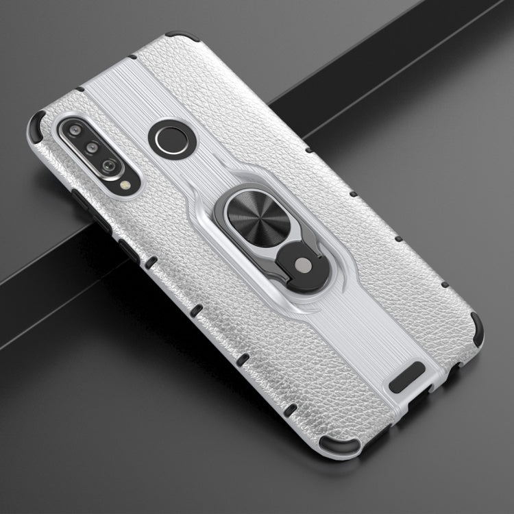 Litchi Texture PC + TPU Combination Case with Magnetic Ring Holder For Huawei P30 lite