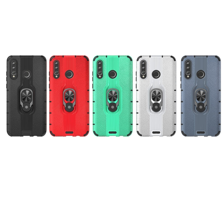 Litchi Texture PC + TPU Combination Case with Magnetic Ring Holder For Huawei P30 lite