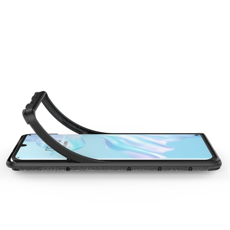 Litchi Texture PC + TPU Combination Case with Magnetic Ring Holder For Huawei P30 Pro