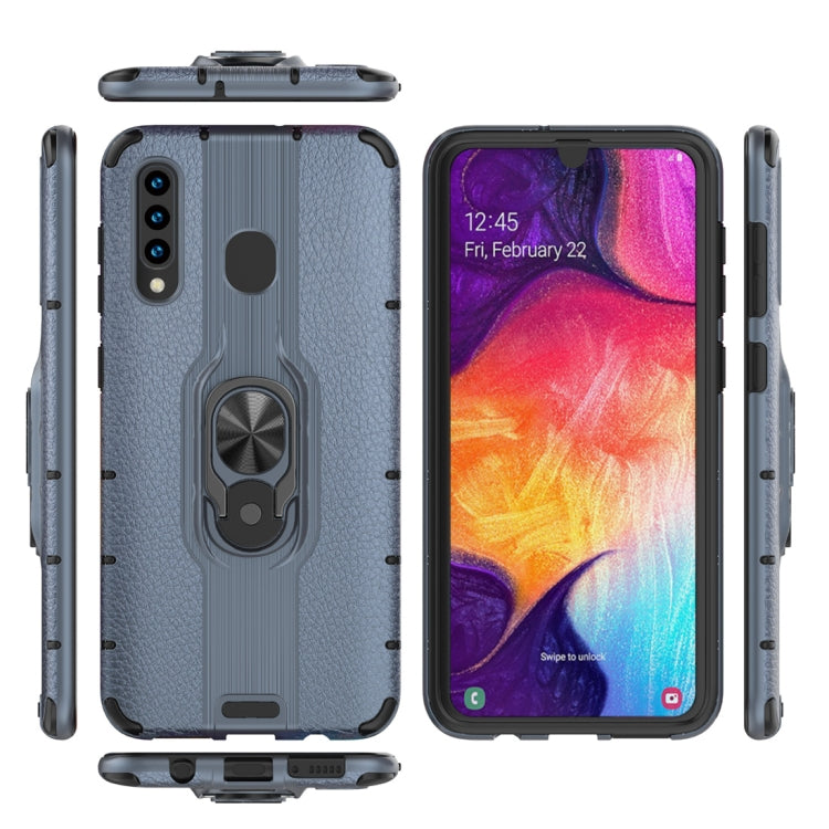 Litchi Texture PC + TPU Combination Case with Magnetic Ring Holder For Galaxy A50