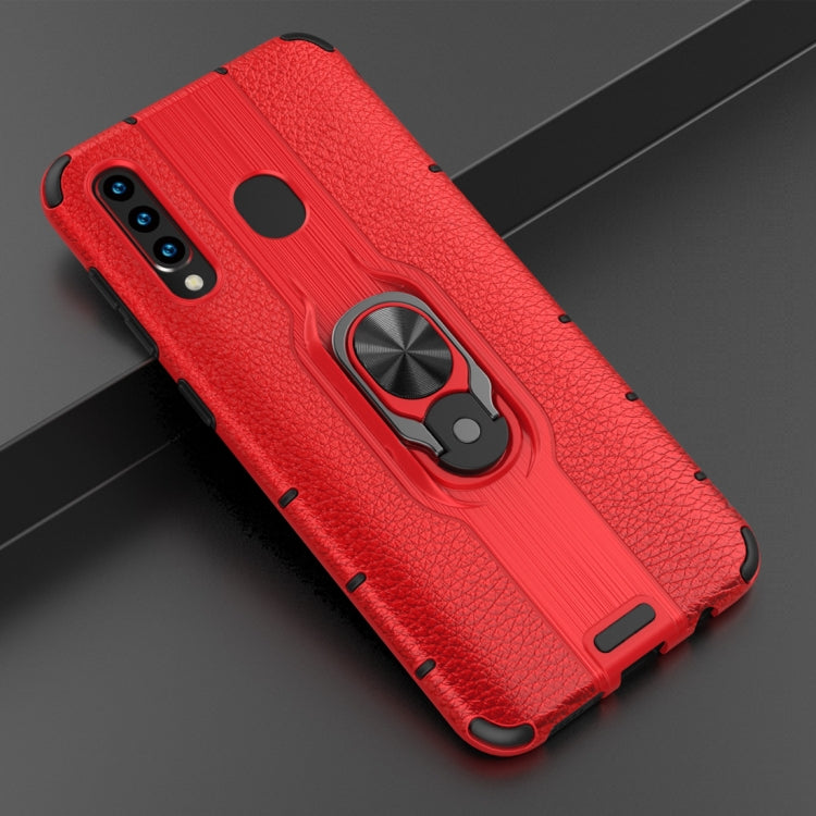 Litchi Texture PC + TPU Combination Case with Magnetic Ring Holder For Galaxy A50