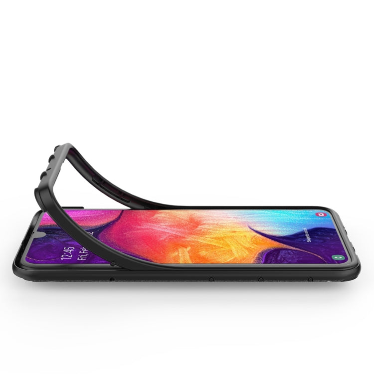 Litchi Texture PC + TPU Combination Case with Magnetic Ring Holder For Galaxy A50