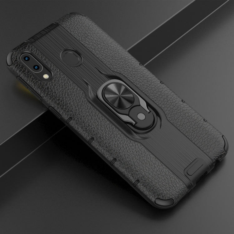 Litchi Texture PC + TPU Combination Case with Magnetic Ring Holder For Galaxy M20