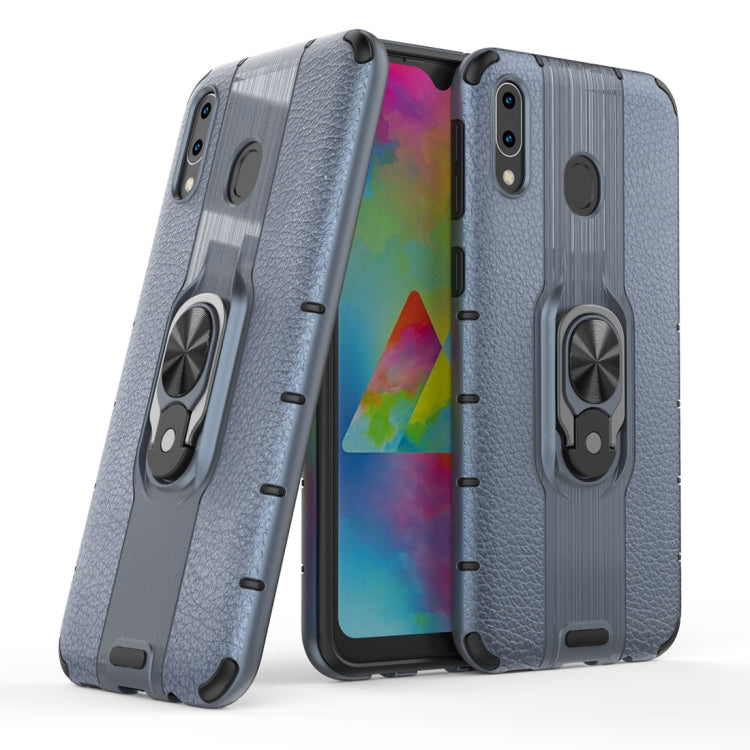 Litchi Texture PC + TPU Combination Case with Magnetic Ring Holder For Galaxy M20