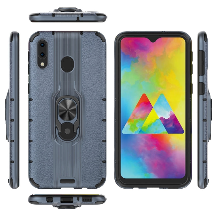 Litchi Texture PC + TPU Combination Case with Magnetic Ring Holder For Galaxy M20