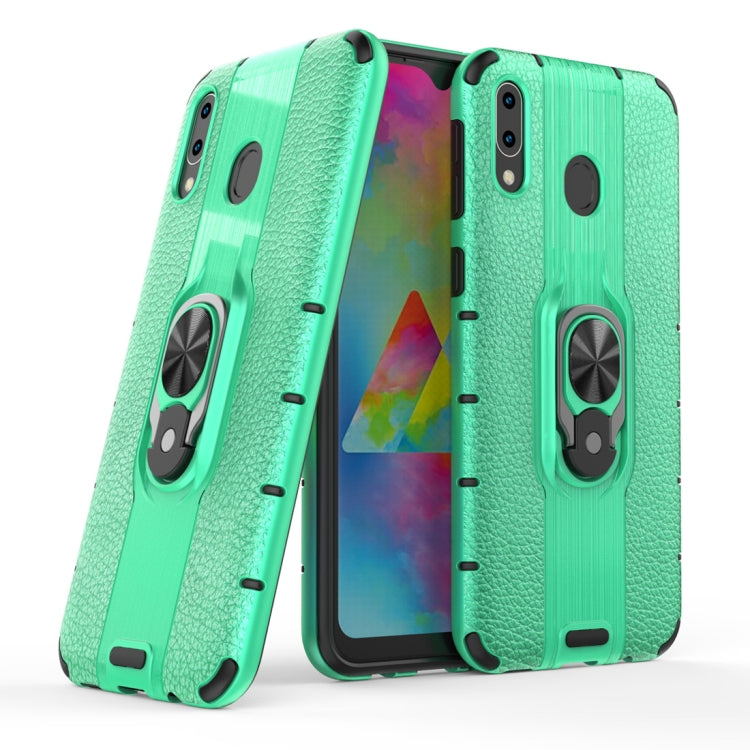 Litchi Texture PC + TPU Combination Case with Magnetic Ring Holder For Galaxy M20