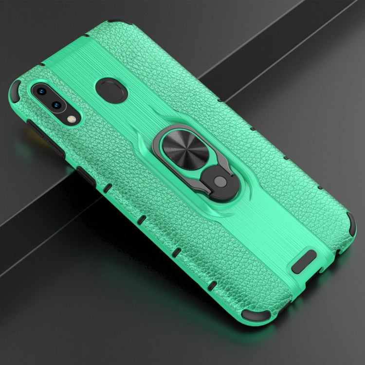 Litchi Texture PC + TPU Combination Case with Magnetic Ring Holder For Galaxy M20