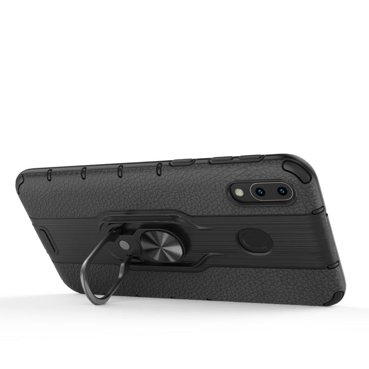 Litchi Texture PC + TPU Combination Case with Magnetic Ring Holder For Galaxy M20