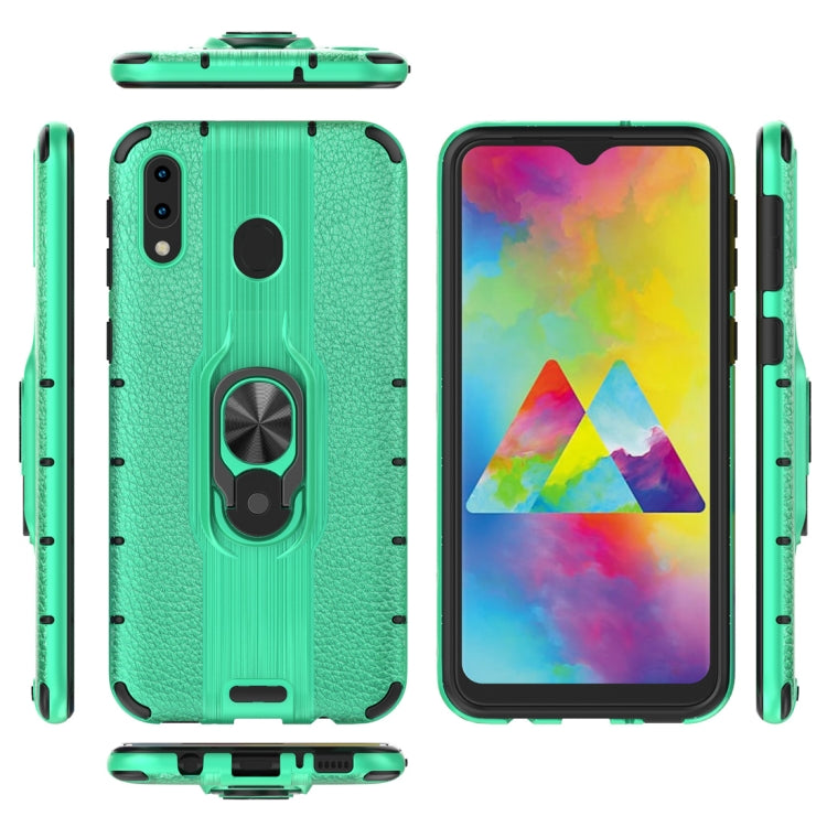 Litchi Texture PC + TPU Combination Case with Magnetic Ring Holder For Galaxy M20