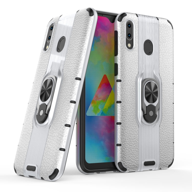 Litchi Texture PC + TPU Combination Case with Magnetic Ring Holder For Galaxy M20