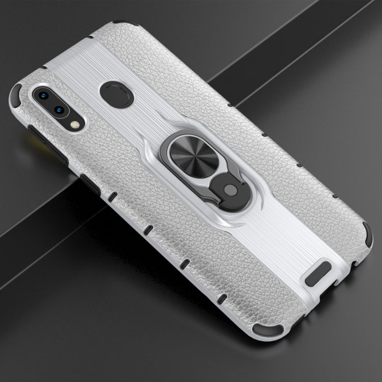 Litchi Texture PC + TPU Combination Case with Magnetic Ring Holder For Galaxy M20