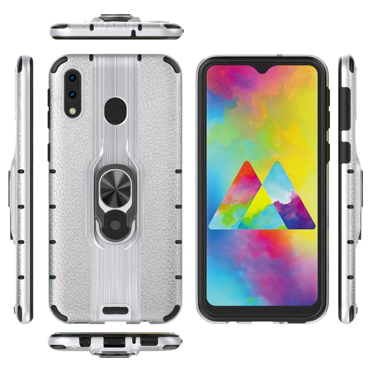 Litchi Texture PC + TPU Combination Case with Magnetic Ring Holder For Galaxy M20