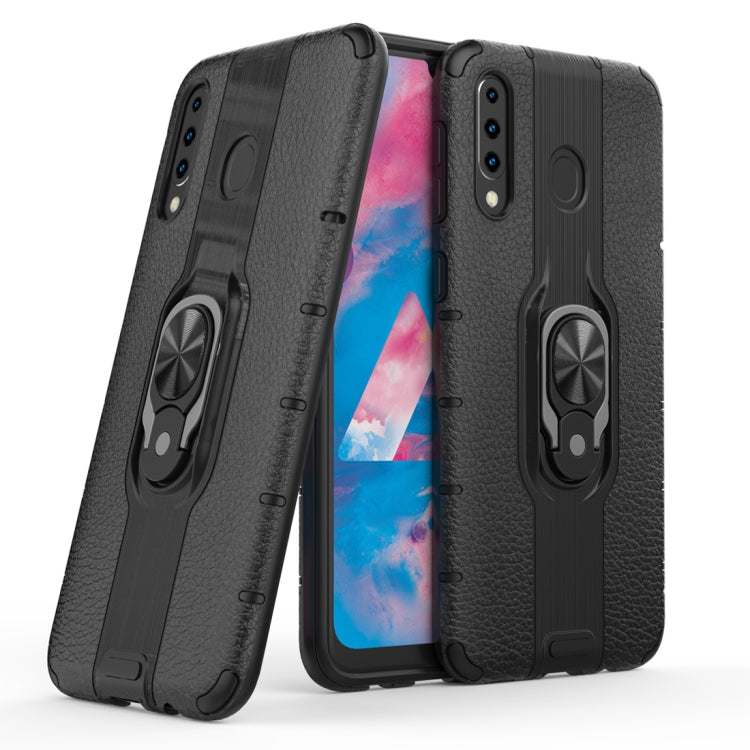 Litchi Texture PC + TPU Combination Case with Magnetic Ring Holder For Galaxy M30