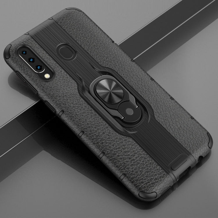 Litchi Texture PC + TPU Combination Case with Magnetic Ring Holder For Galaxy M30