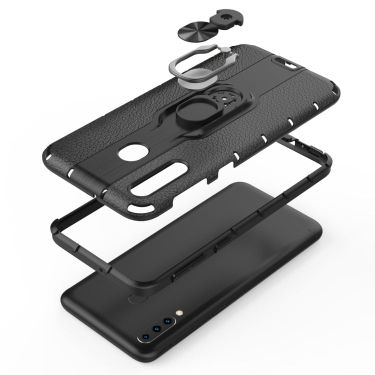 Litchi Texture PC + TPU Combination Case with Magnetic Ring Holder For Galaxy M30